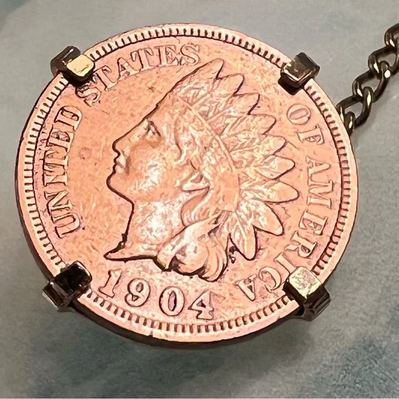 SWANK Gold Tone 1904 Indian Head Penny Tie Clip